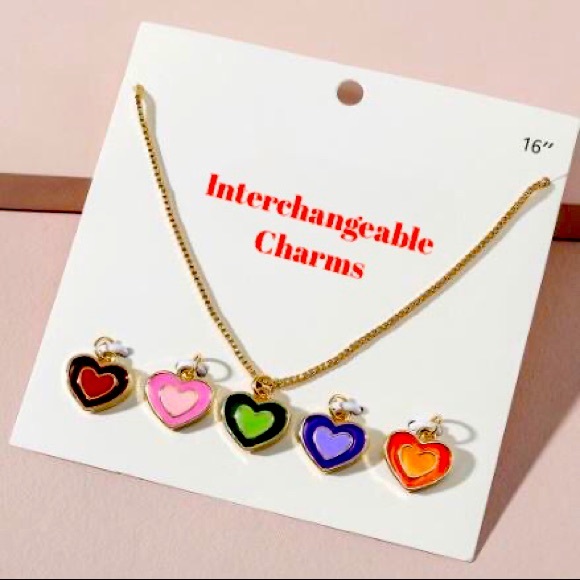 Heart Necklace w/Interchangeable Charms - Picture 1 of 2